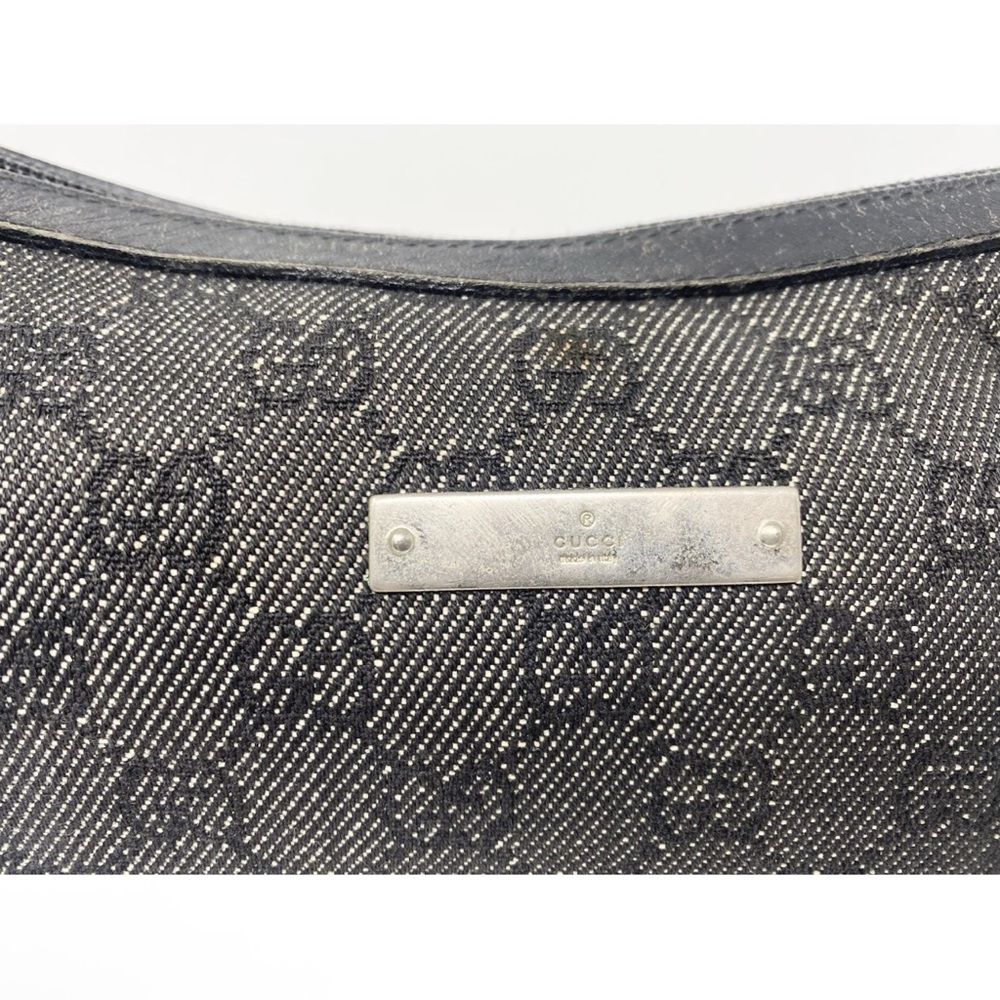 Gucci Black Denim Monogram Hobo Half Moon Shoulder Bag - Picture 2 of 14